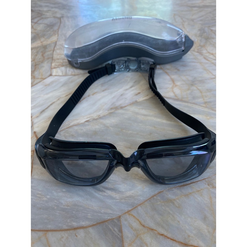 Aegend Swim Goggles Black Adjustable Anti Fog UV Protection with Case Adult